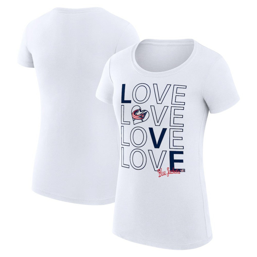 Columbus Blue Jackets G-III 4Her by Carl Banks Women's Super-Slim Fit Lightweight Hockey Love T-Shirt - NHL T-shirts