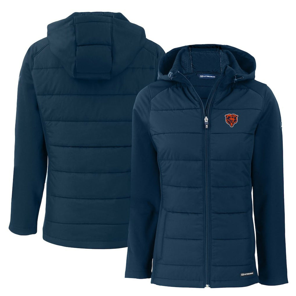 Chicago Bears Cutter & Buck Women's Throwback Evoke Hybrid Eco Softshell Recycled Full-Zip Hoodie Jacket | NFL Hot