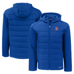 Denver Broncos Cutter & Buck Throwback Evoke Hybrid Eco Softshell Recycled Full-Zip Hoodie Jacket | NFL Outlet