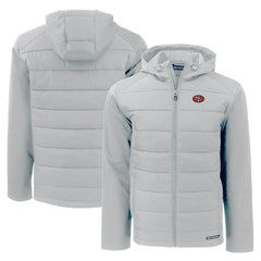 San Francisco 49ers Cutter & Buck Throwback Evoke Hybrid Eco Softshell Recycled Full-Zip Hoodie Jacket | NFL Near me