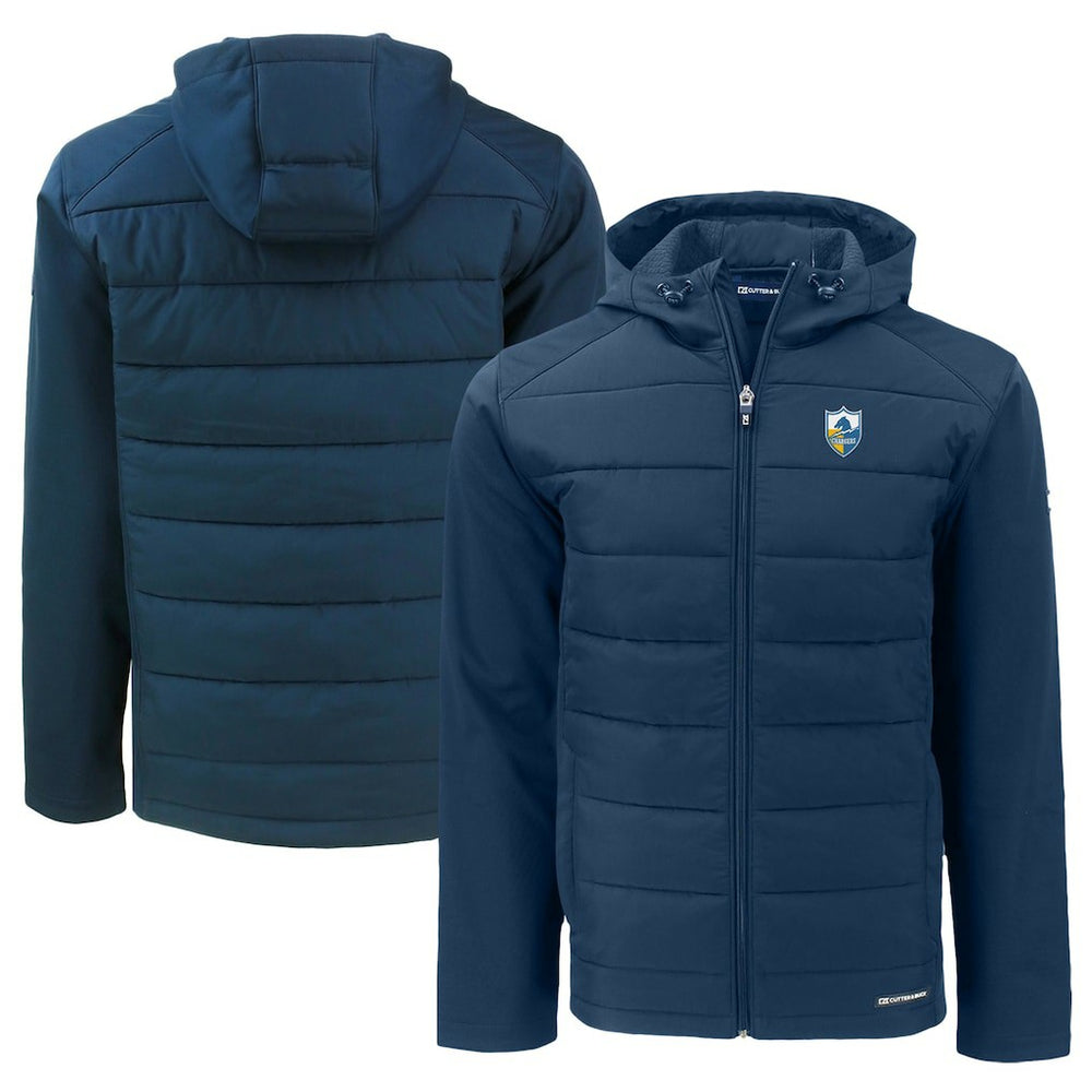Los Angeles Chargers Cutter & Buck Throwback Big & Tall Evoke Hybrid Eco Softshell Recycled Full-Zip Hoodie | NFL New