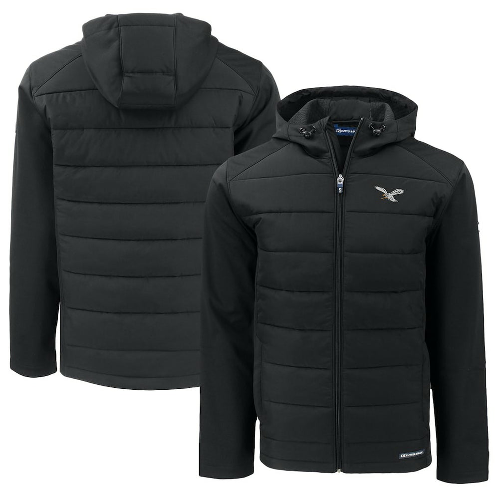 Philadelphia Eagles Cutter & Buck Throwback Big & Tall Evoke Hybrid Eco Softshell Recycled Full-Zip Hoodie | NFL Discount
