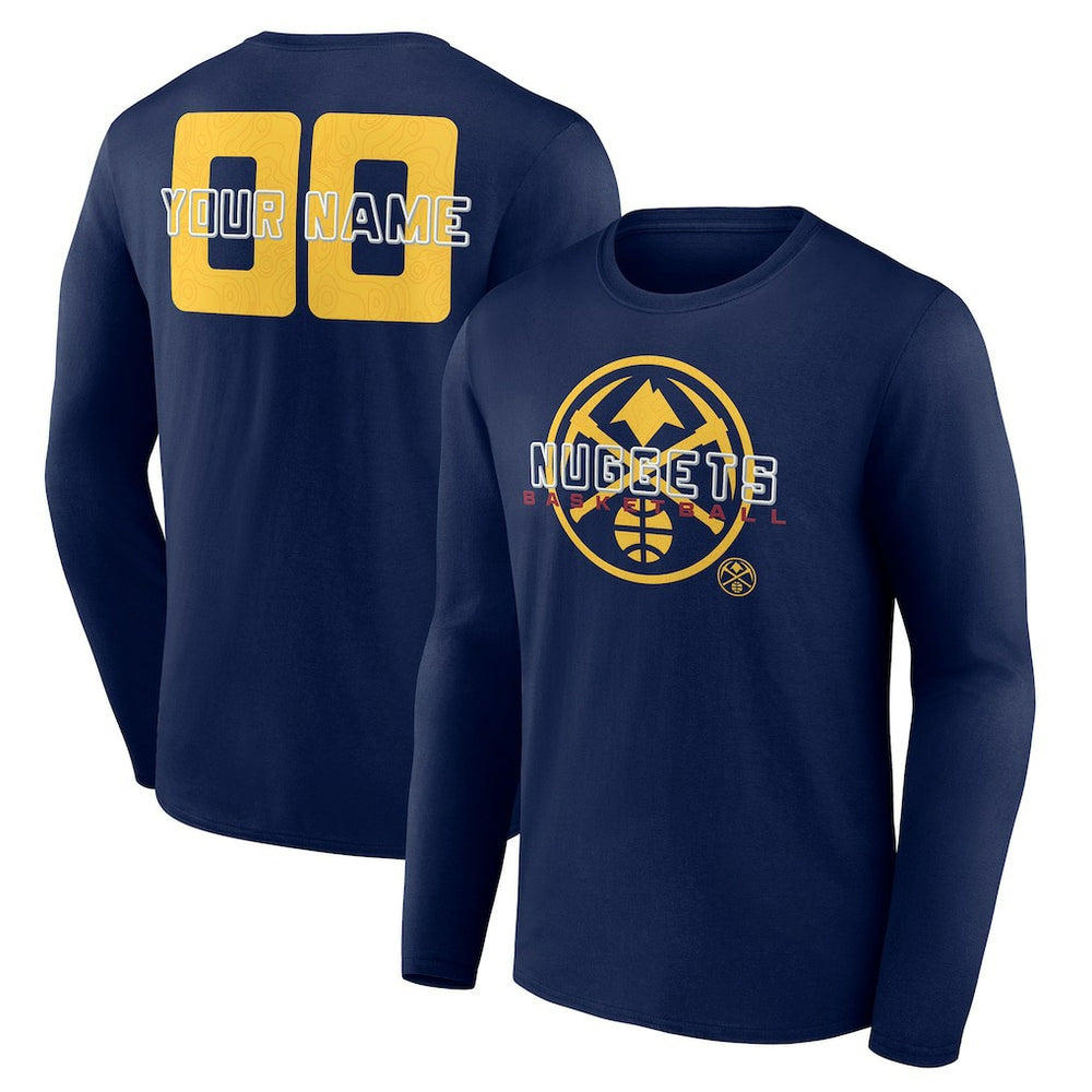 Navy Denver Nuggets Stellar Personalized Name & Number Long Sleeve T-Shirt sale | NBA