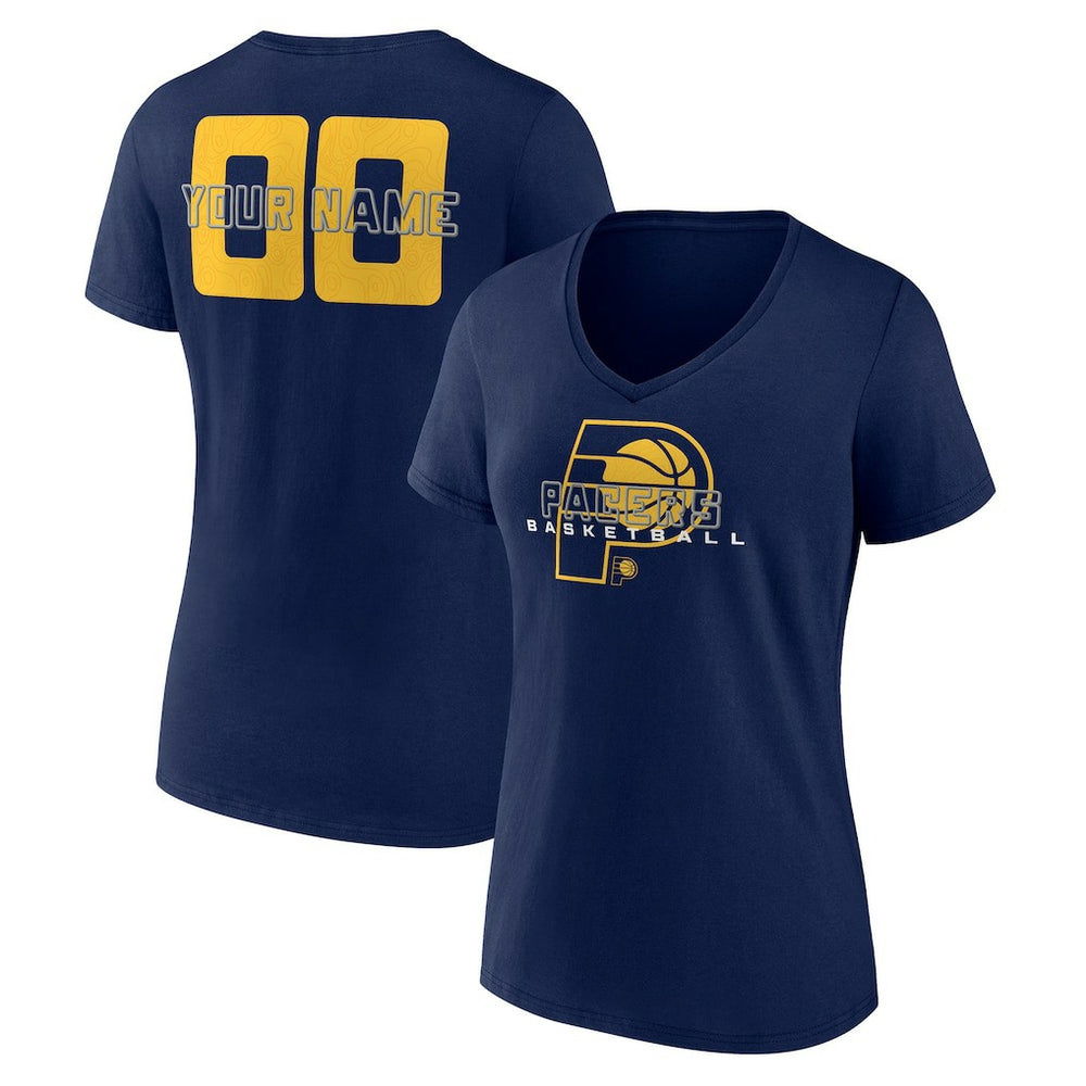 Navy Indiana Pacers Women's Stellar Personalized Name & Number V-Neck T-Shirt | NBA