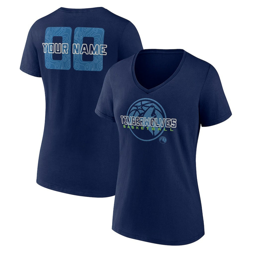 Navy Minnesota Timberwolves Women's Stellar Personalized Name & Number V-Neck T-Shirt | NBA