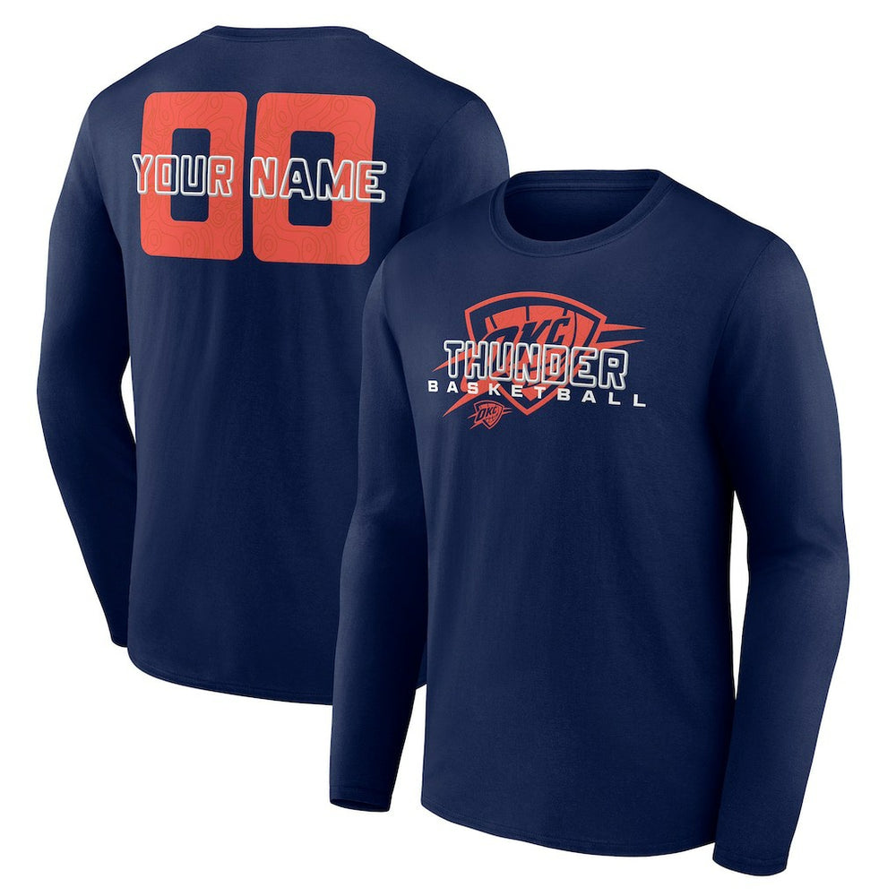 Navy Oklahoma City Thunder Stellar Personalized Name & Number Long Sleeve T-Shirt | NBA