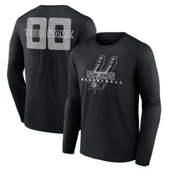 Black San Antonio Spurs Stellar Personalized Name & Number Long Sleeve T-Shirt | NBA