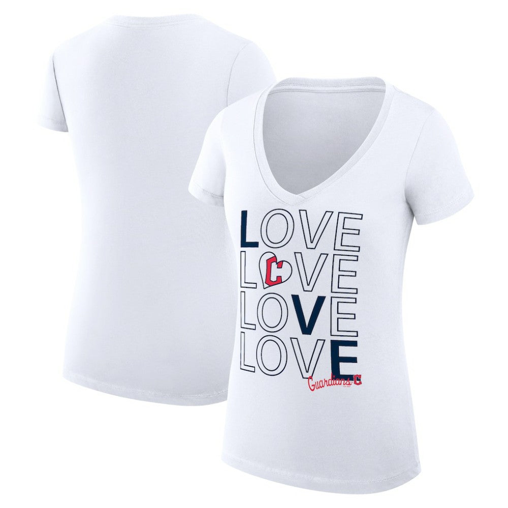 Cleveland Guardians G-III 4Her by Carl Banks Women's Super-Slim Fit Lightweight Love Graphic Team V-Neck T-Shirt - MLB T-shirts