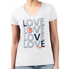 Detroit Tigers G-III 4Her by Carl Banks Women's Super-Slim Fit Lightweight Love Graphic Team V-Neck T-Shirt - MLB T-shirts