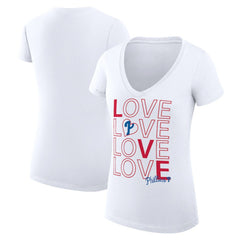 Philadelphia Phillies G-III 4Her by Carl Banks Women's Super-Slim Fit Lightweight Love Graphic Team V-Neck T-Shirt - MLB T-shirts