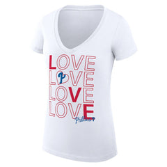 Philadelphia Phillies G-III 4Her by Carl Banks Women's Super-Slim Fit Lightweight Love Graphic Team V-Neck T-Shirt - MLB T-shirts