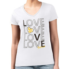 San Diego Padres G-III 4Her by Carl Banks Women's Super-Slim Fit Lightweight Love Graphic Team V-Neck T-Shirt - MLB T-shirts