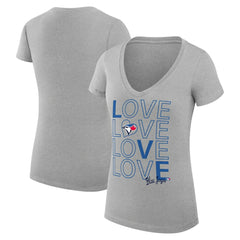 Toronto Blue Jays G-III 4Her by Carl Banks Women's Super-Slim Fit Lightweight Love Graphic Team V-Neck T-Shirt - MLB T-shirts