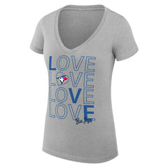Toronto Blue Jays G-III 4Her by Carl Banks Women's Super-Slim Fit Lightweight Love Graphic Team V-Neck T-Shirt - MLB T-shirts