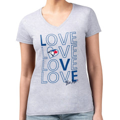 Toronto Blue Jays G-III 4Her by Carl Banks Women's Super-Slim Fit Lightweight Love Graphic Team V-Neck T-Shirt - MLB T-shirts