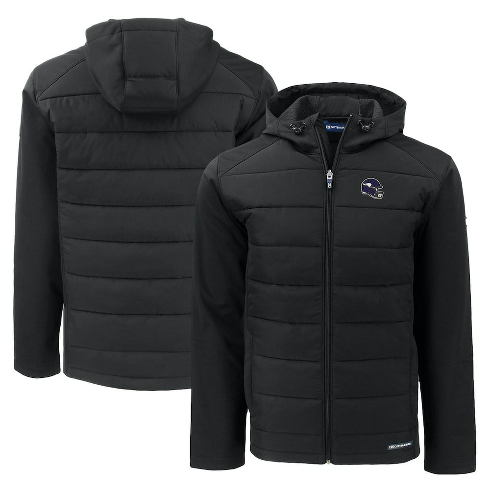 Minnesota Vikings Cutter & Buck Helmet Evoke Hybrid Eco Softshell Recycled Full-Zip Hoodie Jacket | NFL US