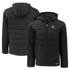 San Francisco 49ers Cutter & Buck Helmet Evoke Hybrid Eco Softshell Recycled Full-Zip Hoodie Jacket | NFL Outlet