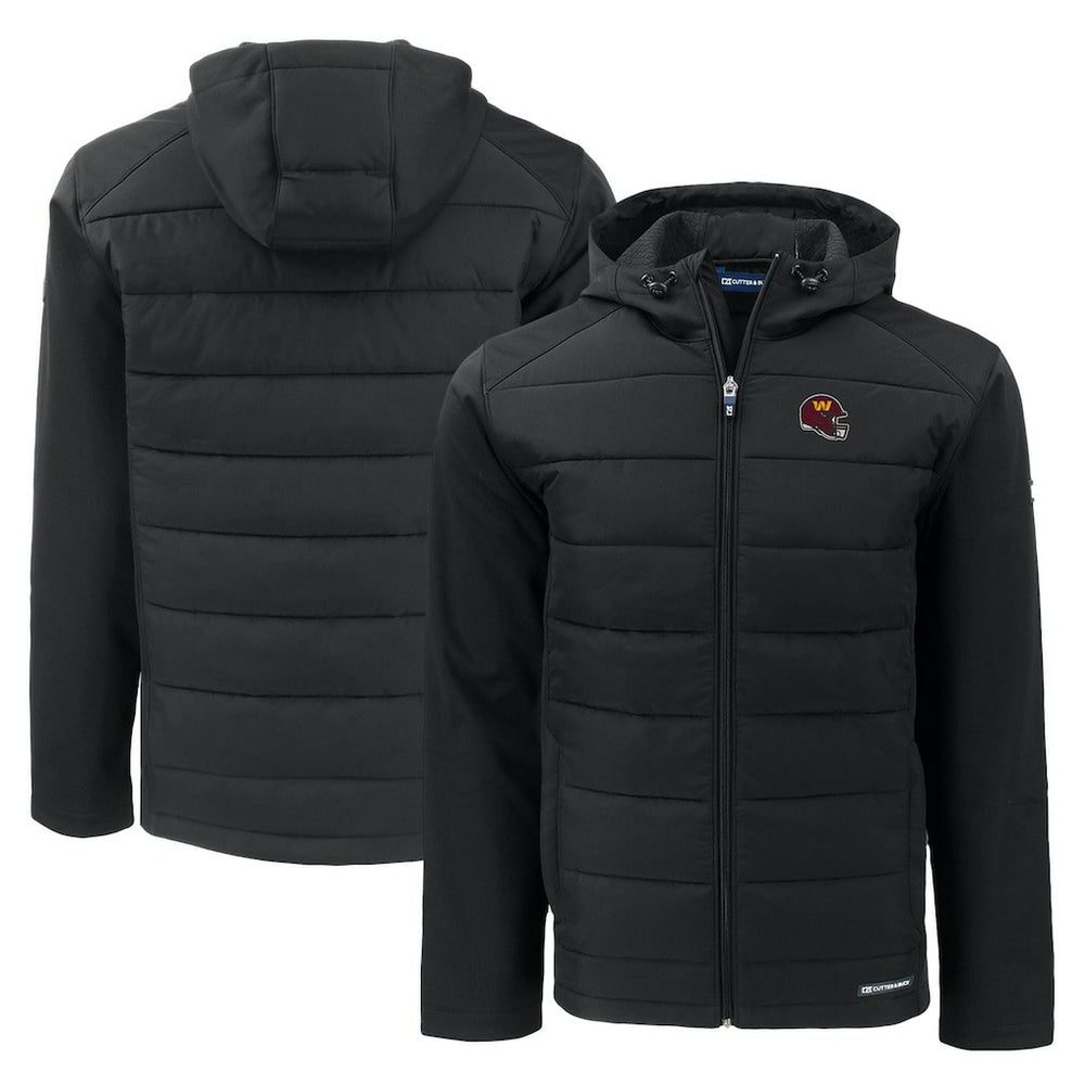 Washington Commanders Cutter & Buck Helmet Evoke Hybrid Eco Softshell Recycled Full-Zip Hoodie Jacket | NFL On sale