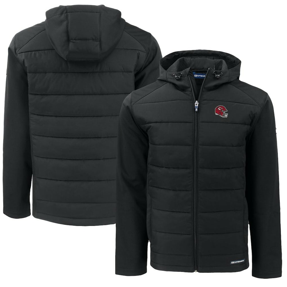 Kansas City Chiefs Cutter & Buck Helmet Big & Tall Evoke Hybrid Eco Softshell Recycled Full-Zip Hoodie Jacket | NFL Near me