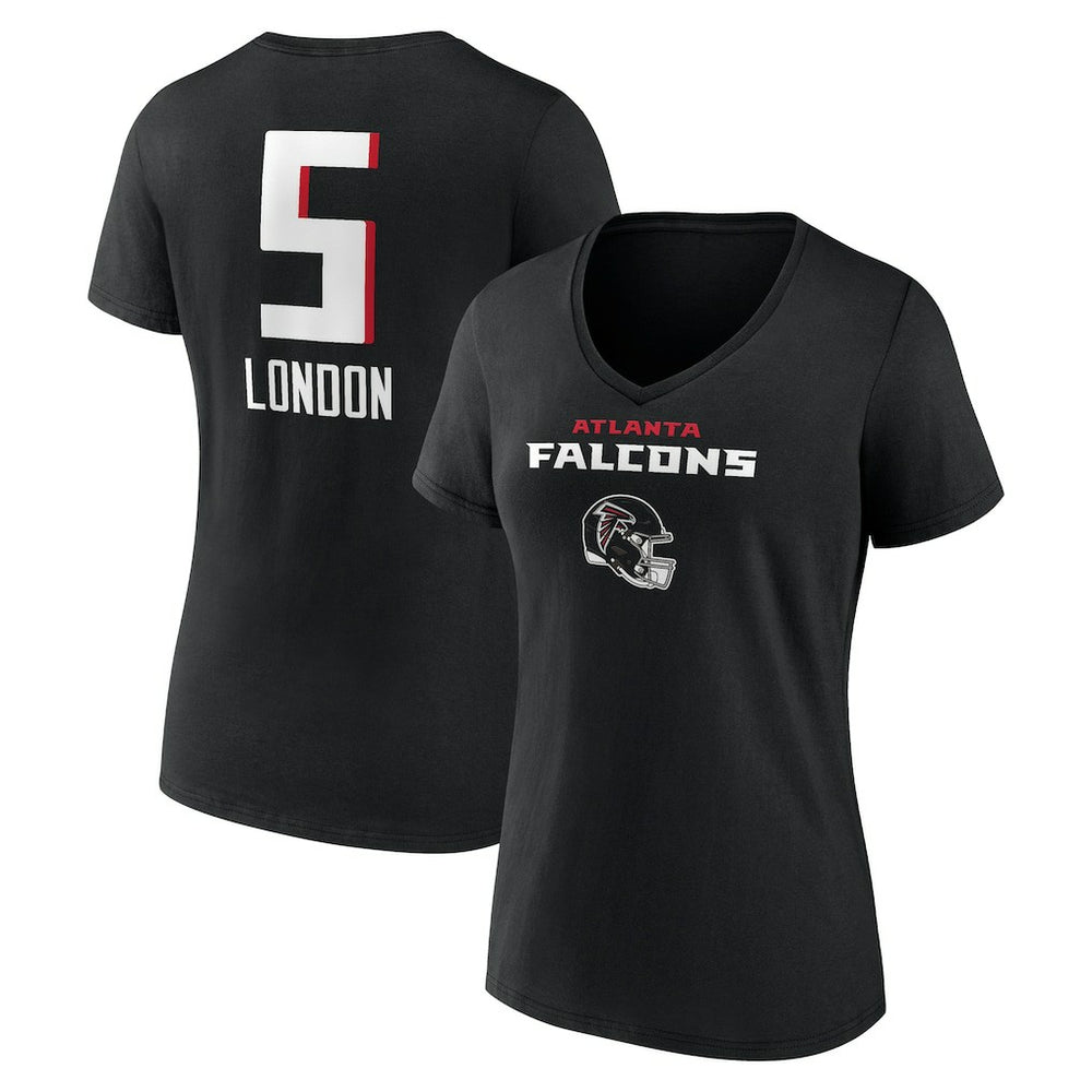 Atlanta Falcons Drake London Women's Team Wordmark Player Name & Number V-Neck T-Shirt | NFL Online