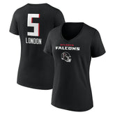 Atlanta Falcons Drake London Women's Team Wordmark Player Name & Number V-Neck T-Shirt | NFL Online