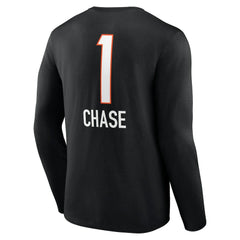 Cincinnati Bengals Ja'Marr Chase Team Wordmark Player Name & Number Long Sleeve T-Shirt | NFL Discount