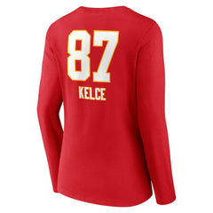 Kansas City Chiefs Travis Kelce Women's Team Wordmark Player Name & Number Long Sleeve V-Neck T-Shirt | NFL On sale