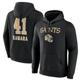New Orleans Saints Alvin Kamara Team Wordmark Player Name & Number Pullover Hoodie | NFL New
