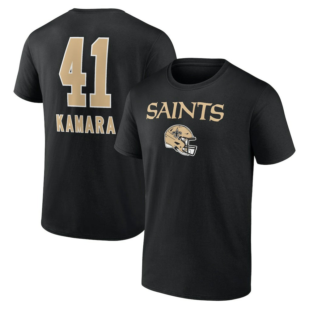 New Orleans Saints Alvin Kamara Team Wordmark Player Name & Number T-Shirt | NFL Hot