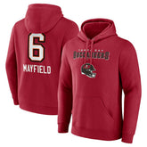 Tampa Bay Buccaneers Baker Mayfield Team Wordmark Player Name & Number Pullover Hoodie | NFL Discount