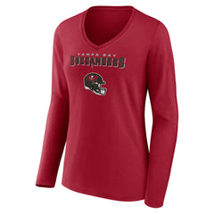 Tampa Bay Buccaneers Baker Mayfield Women's Team Wordmark Player Name & Number Long Sleeve V-Neck T-Shirt | NFL Discount