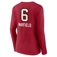 Tampa Bay Buccaneers Baker Mayfield Women's Team Wordmark Player Name & Number Long Sleeve V-Neck T-Shirt | NFL Discount