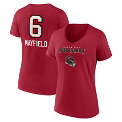 Tampa Bay Buccaneers Baker Mayfield Women's Team Wordmark Player Name & Number V-Neck T-Shirt | NFL On sale