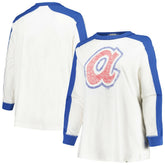 Atlanta Braves '47 Women's Plus Size Caribou Raglan Long Sleeve T-Shirt - MLB T-shirts
