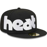 Black Miami Heat Checkerboard UV 59FIFTY Fitted Hat | NBA