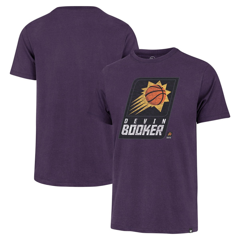 Purple Devin Booker Phoenix Suns '47 Player Logo Vintage T-Shirt | NBA