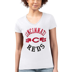 Cincinnati Reds G-III 4Her by Carl Banks Women's Super-Slim Fit Lightweight City Graphic V-Neck T-Shirt - MLB T-shirts