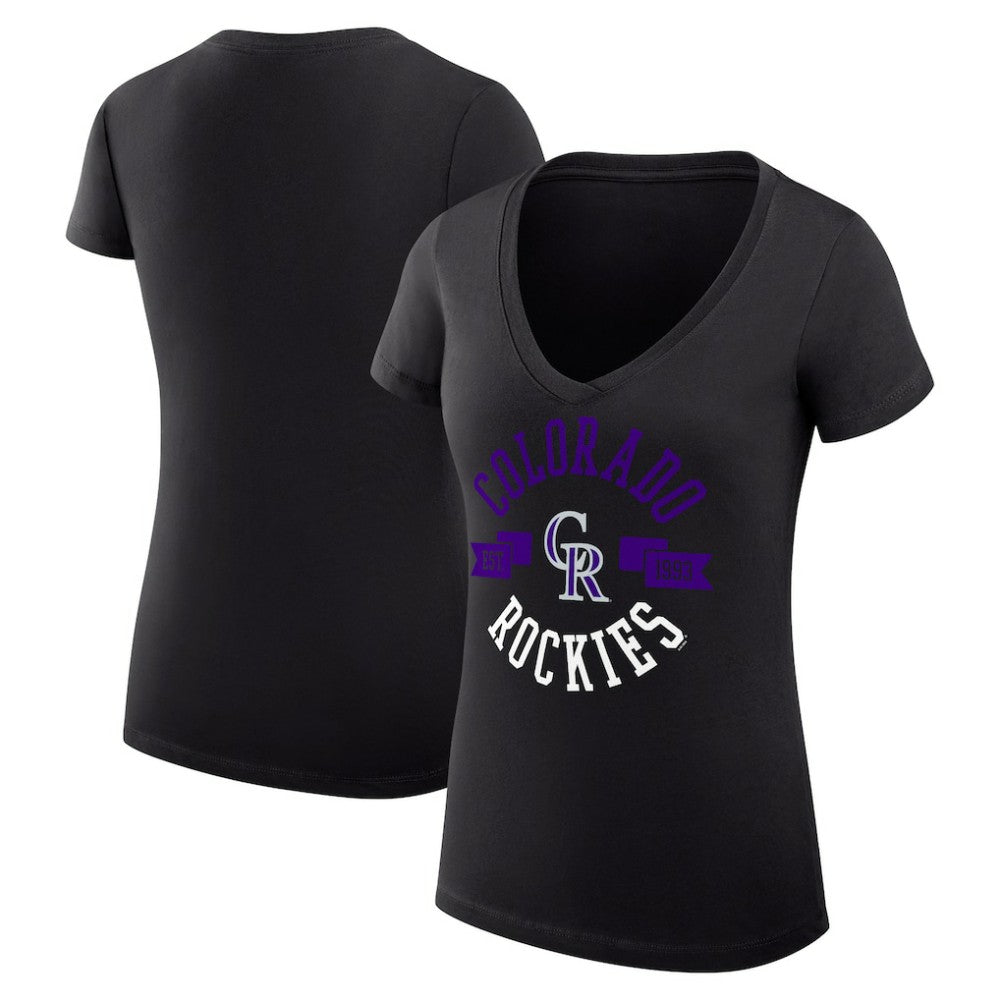 Colorado Rockies G-III 4Her by Carl Banks Women's Super-Slim Fit Lightweight City Graphic V-Neck T-Shirt - MLB T-shirts
