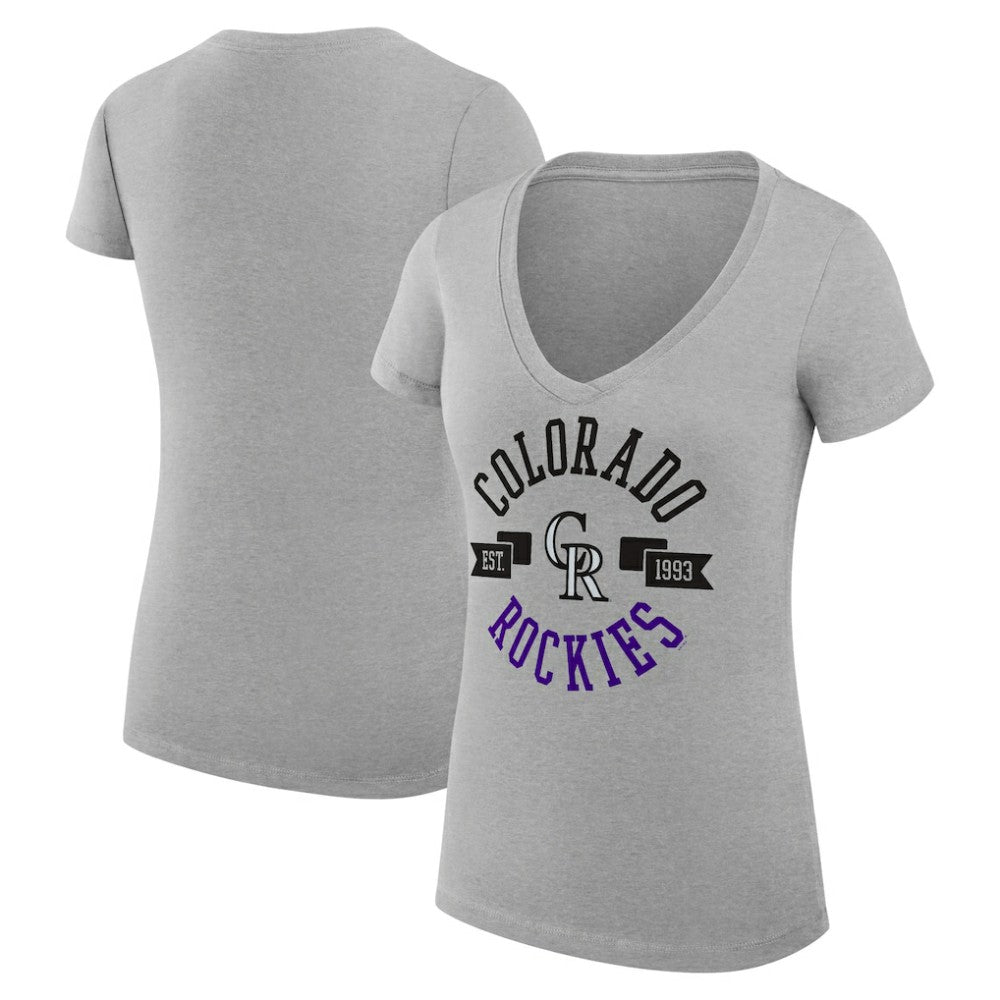 Colorado Rockies G-III 4Her by Carl Banks Women's Super-Slim Fit Lightweight City Graphic V-Neck T-Shirt - MLB T-shirts