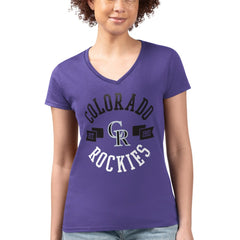 Colorado Rockies G-III 4Her by Carl Banks Women's Super-Slim Fit Lightweight City Graphic V-Neck T-Shirt - MLB T-shirts