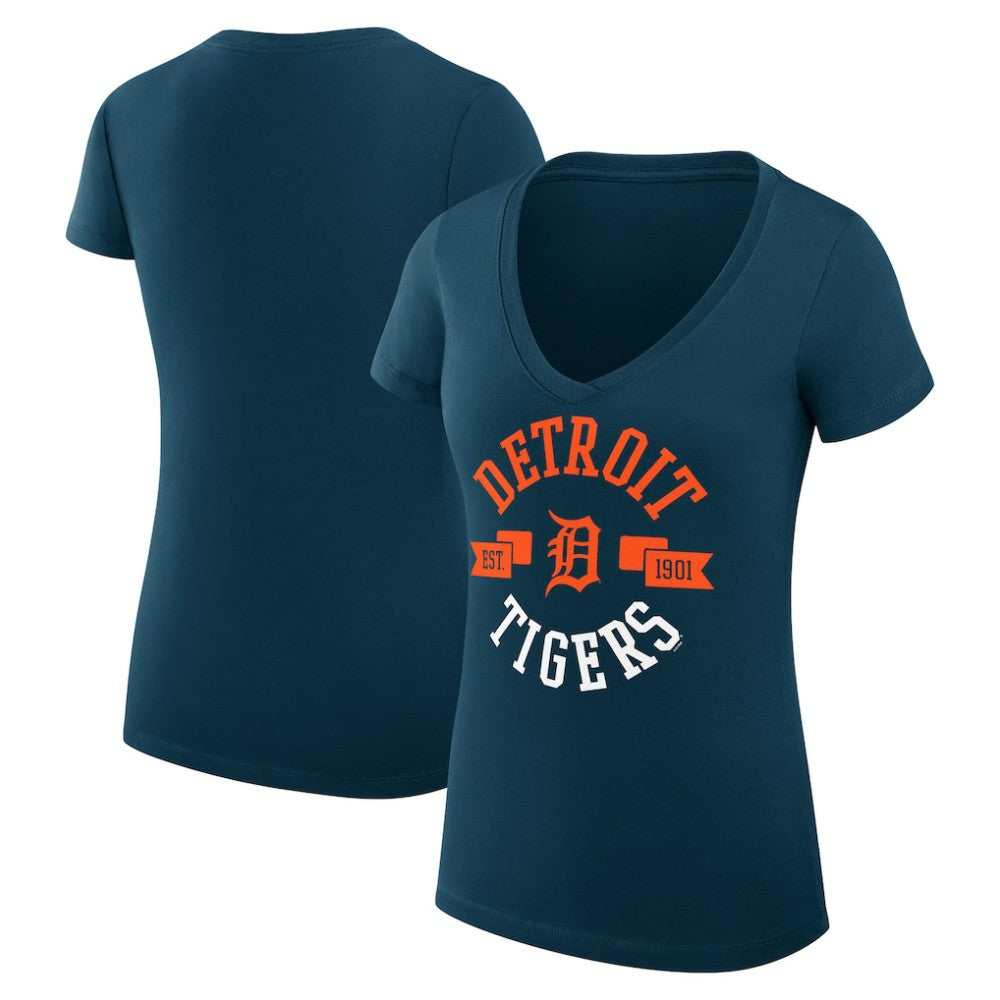 Detroit Tigers G-III 4Her by Carl Banks Women's Super-Slim Fit Lightweight City Graphic V-Neck T-Shirt - MLB T-shirts