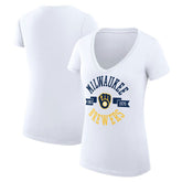 Milwaukee Brewers G-III 4Her by Carl Banks Women's Super-Slim Fit Lightweight City Graphic V-Neck T-Shirt - MLB T-shirts