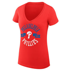 Philadelphia Phillies G-III 4Her by Carl Banks Women's Super-Slim Fit Lightweight City Graphic V-Neck T-Shirt - MLB T-shirts