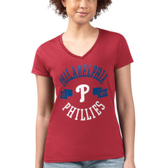 Philadelphia Phillies G-III 4Her by Carl Banks Women's Super-Slim Fit Lightweight City Graphic V-Neck T-Shirt - MLB T-shirts