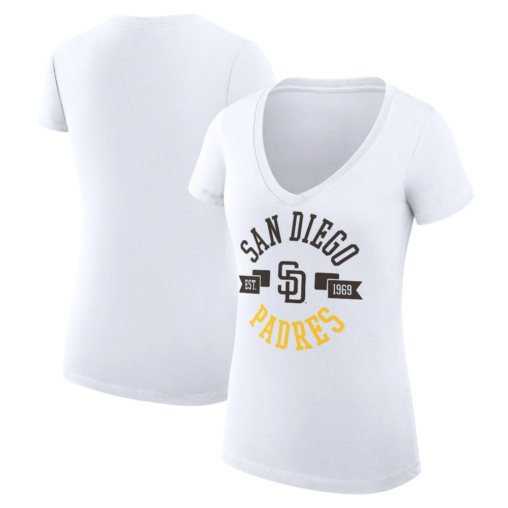 San Diego Padres G-III 4Her by Carl Banks Women's Super-Slim Fit Lightweight City Graphic V-Neck T-Shirt - MLB T-shirts