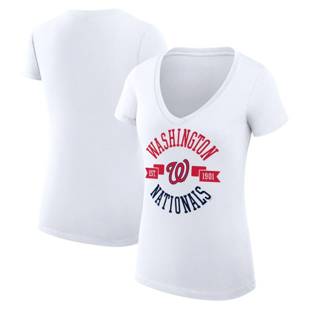 Washington Nationals G-III 4Her by Carl Banks Women's Super-Slim Fit Lightweight City Graphic V-Neck T-Shirt - MLB T-shirts