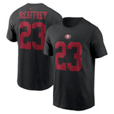 San Francisco 49ers Christian McCaffrey Player Name & Number T-Shirt | NFL Outlet