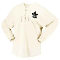 Toronto Maple Leafs Fanatics Women's Original Six Lace-Up Spirit Jersey Long Sleeve T-Shirt - NHL T-shirts