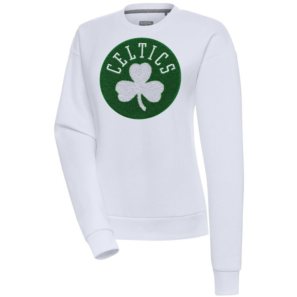 White Boston Celtics Antigua Women's Victory Crewneck Pullover Sweatshirt | NBA
