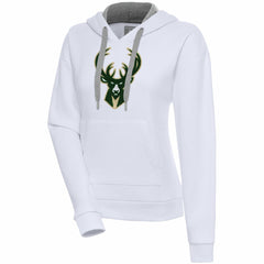 White Milwaukee Bucks Antigua Women's Victory Pullover Hoodie | NBA